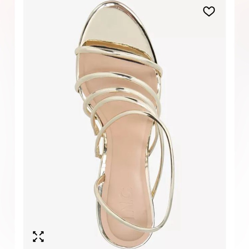 Like New INC Women's Ginny Strappy Stiletto Sandals - Light Gold US 10 - Picture 3 of 10